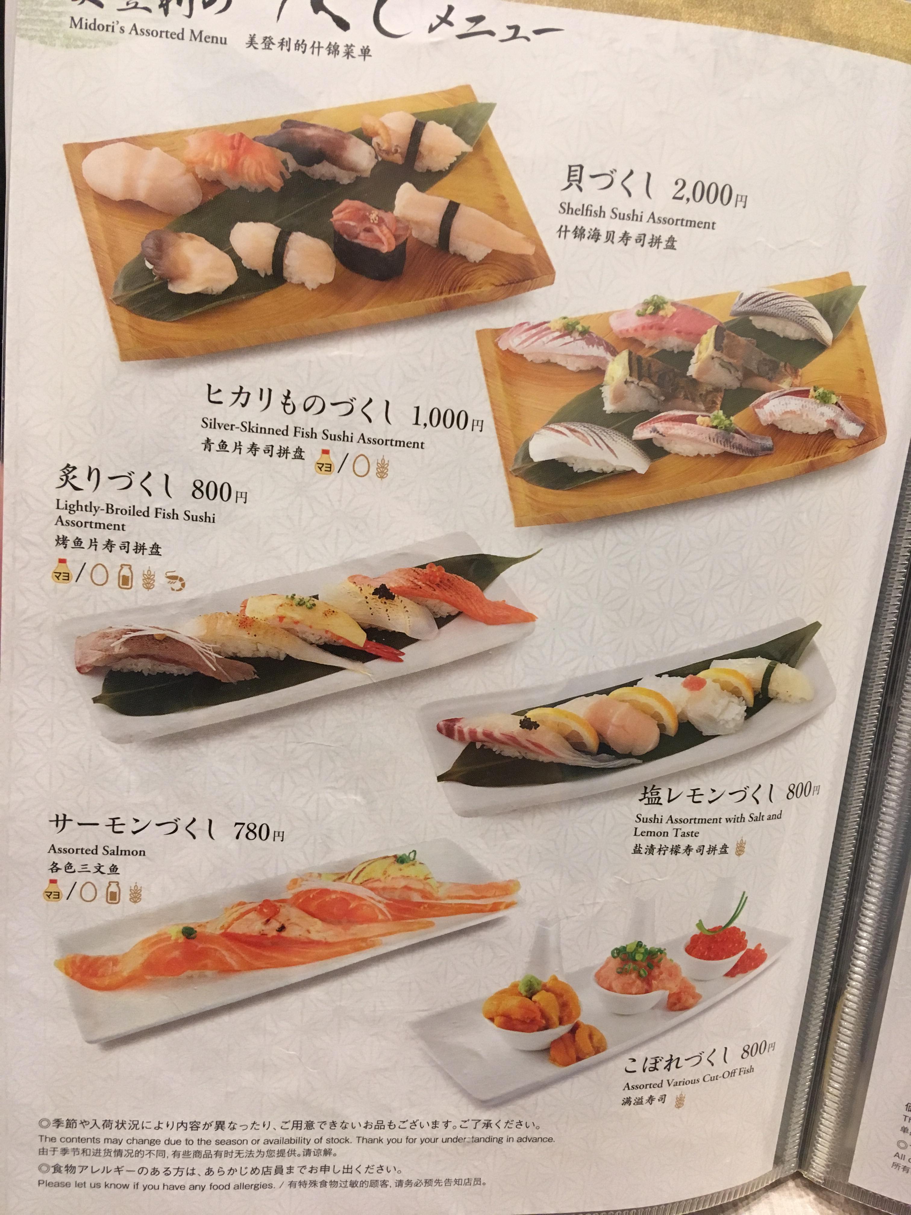 Sushi no Midori Menu, Photo by Obsessed with Japan