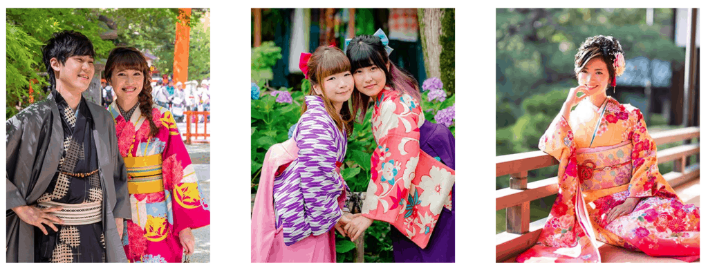 Best Kimono Rentals in Kyoto: Kimono rental varieties, women, men and kids.